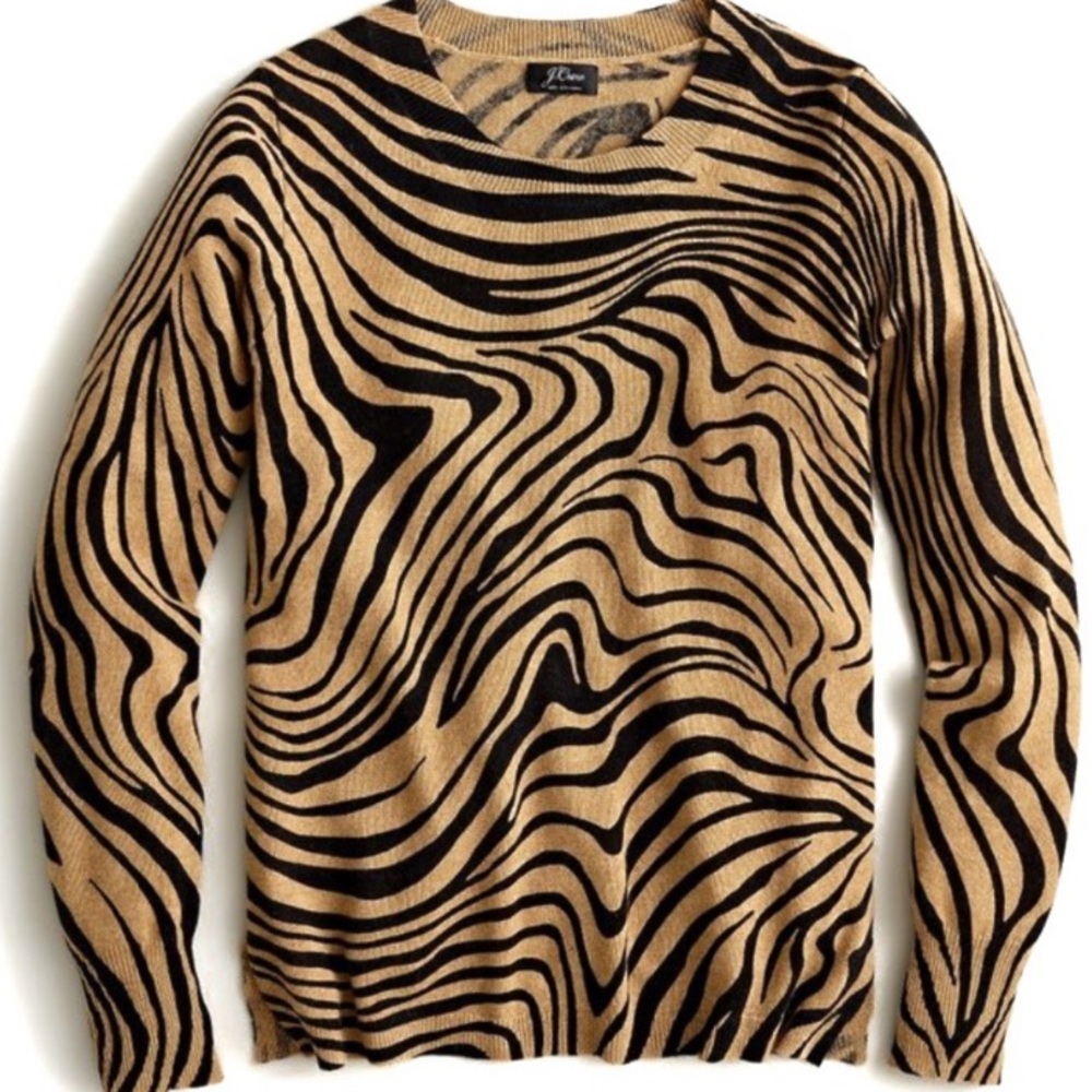 NWT Jcrew Crewneck Zebra Print Sweater